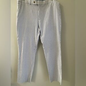 Nautica Men's Pinstriped Seersucker Chinos - Blue and White 40X42